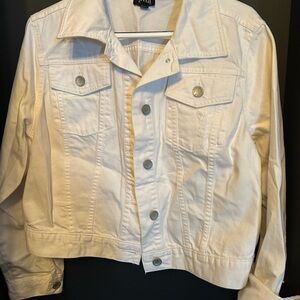 Women's a.n.a. White Denim Jacket Size XL Factory Distressed Never Worn